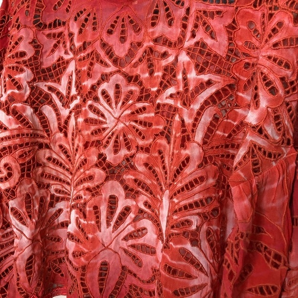 CONTINUUM Orange open eyelet balloon sleeve blouse - Picture 5 of 16